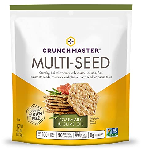 Crunchmaster Multi-Seed Crackers, Rosemary & Olive Oil, 4 Ounce (Pack 2)