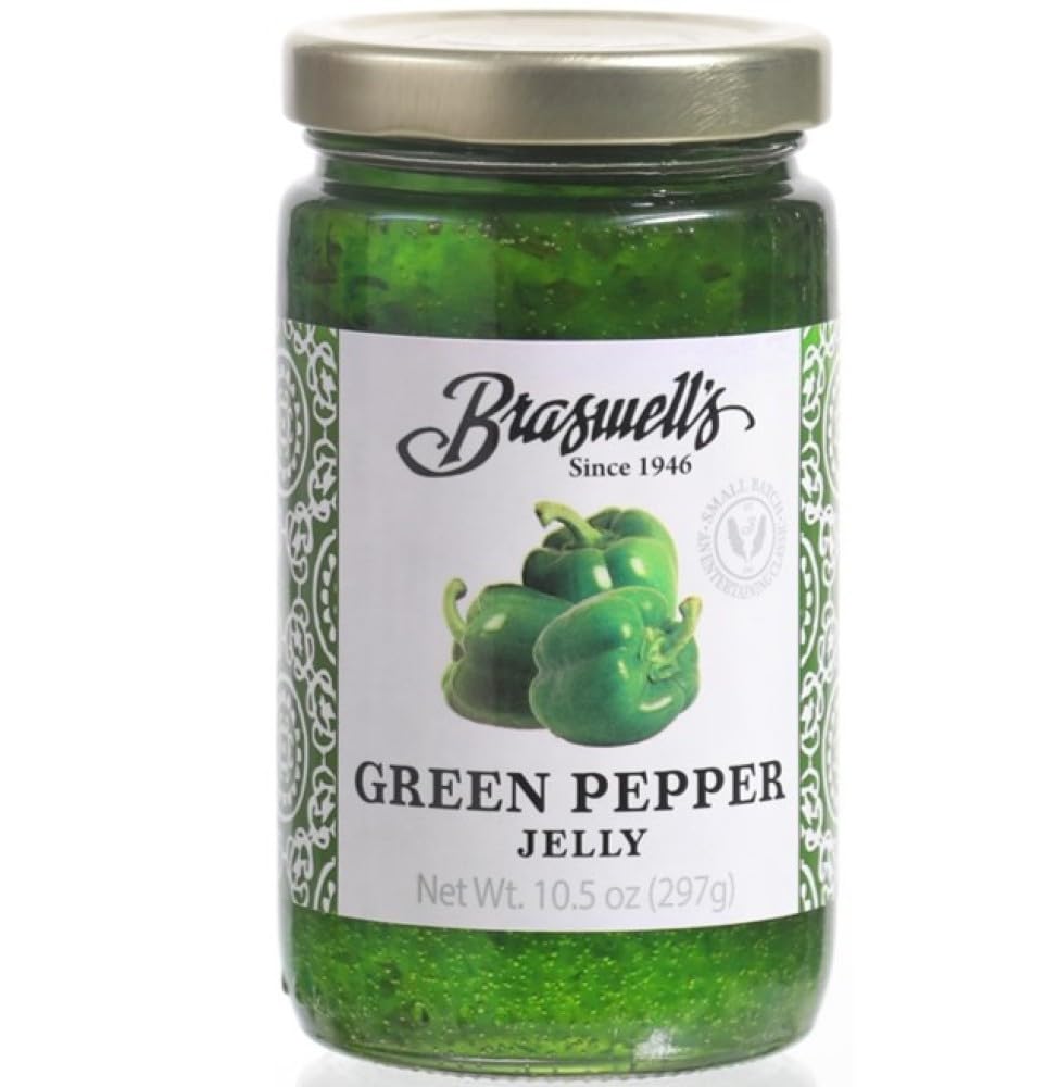 Braswell’s Sweet and Savory Jellies, Jams, and Preserves - Small-Batch, Renowned Specialty, Made in USA, Since 1946 (10.5 Ounce, Green Pepper)