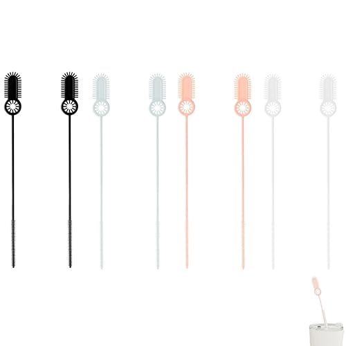 NentMent 8 Pack Iced Coffee Cups Straw Cleaner Brush 3 in 1 Drinking Straws Brush Insulated Tumblers Cleaning Brush for Flip Straw Tumbler Water