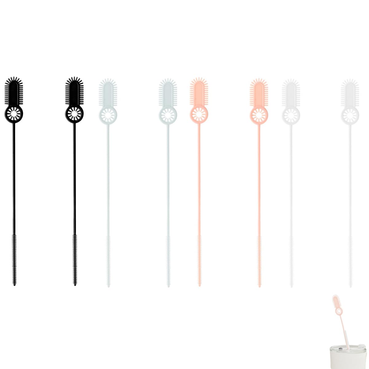 NentMent 8 Pack Iced Coffee Cups Straw Cleaner Brush 3 in 1 Drinking Straws Brush Insulated Tumblers Cleaning Brush for Flip Straw Tumbler Water