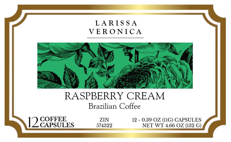 Raspberry Cream Brazilian Coffee (Single Serve K-Cup Pods) (Gourmet, Naturally Flavored, Whole Coffee Beans) (12 pods, ZIN: 574322)