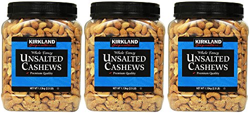 Kirkland Signature Unsalted Cashews, 2.5 Pound (3 Pack)