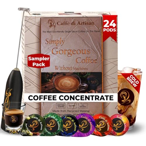Caffè di Artisan Liquid Coffee Pods - Premium Single-Serve Coffee for Cold Brew concentrate, Iced Coffee & Hot Coffees - Machine-Free, Eco-Friendly
