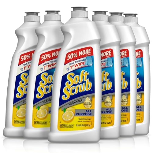 Soft Scrub Cleanser, Lemon Fragrance, 36 Oz, 1 Count, Multi Surface Cleaner for Kitchen, Removes Grease, Grime, Food Stains & Hard Water Deposits