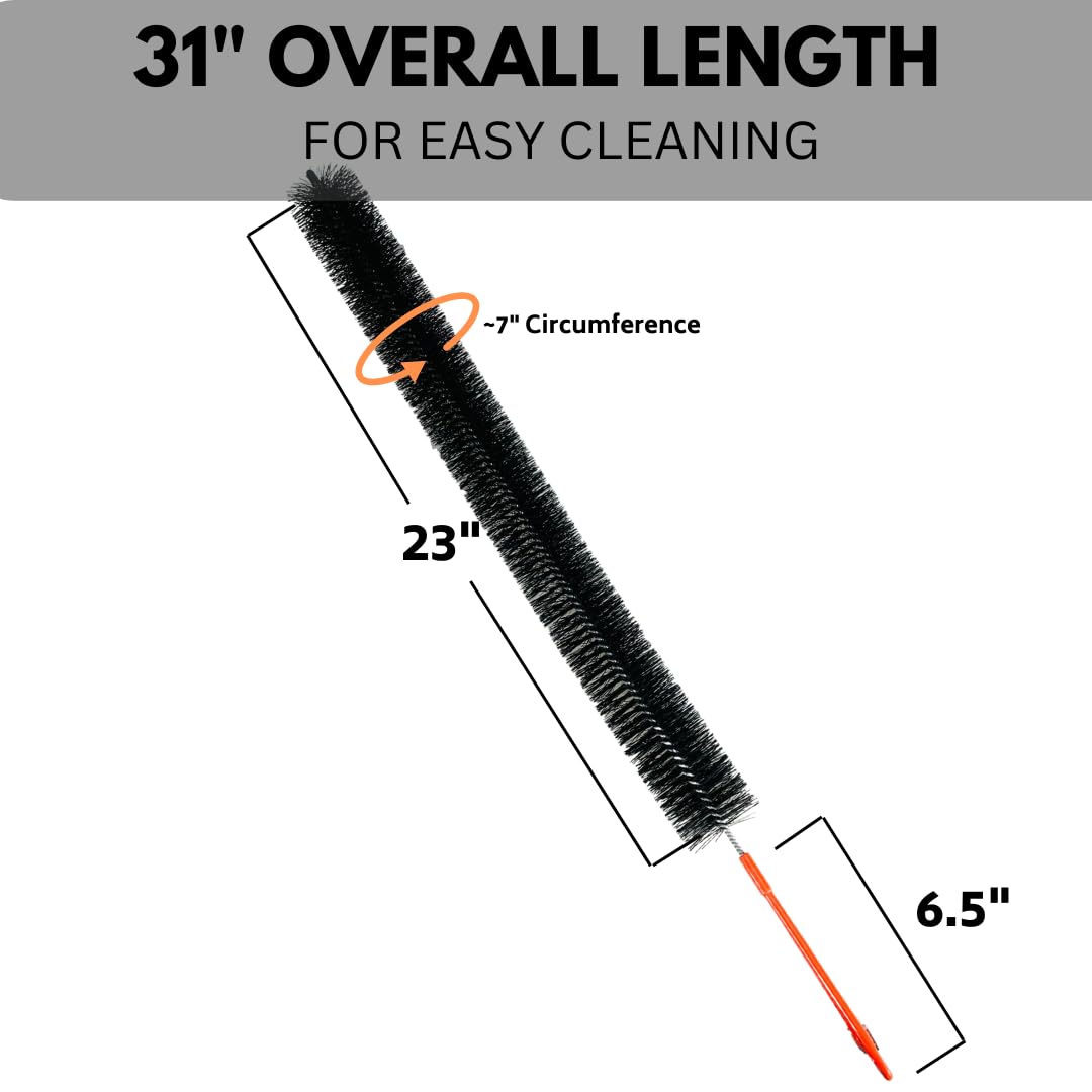 Bristle (2 Pack) 31 Inch Cleaning Brush for Dryer Lint and Cleaning Refrigerator Coils | 23" Brush with 8" Ergonimic Handle | Long Flexible Design