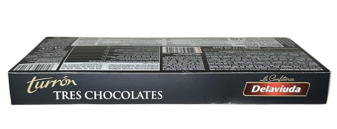 Delaviuda Turron Praline Tres Chocolates 7 oz Product of Spain