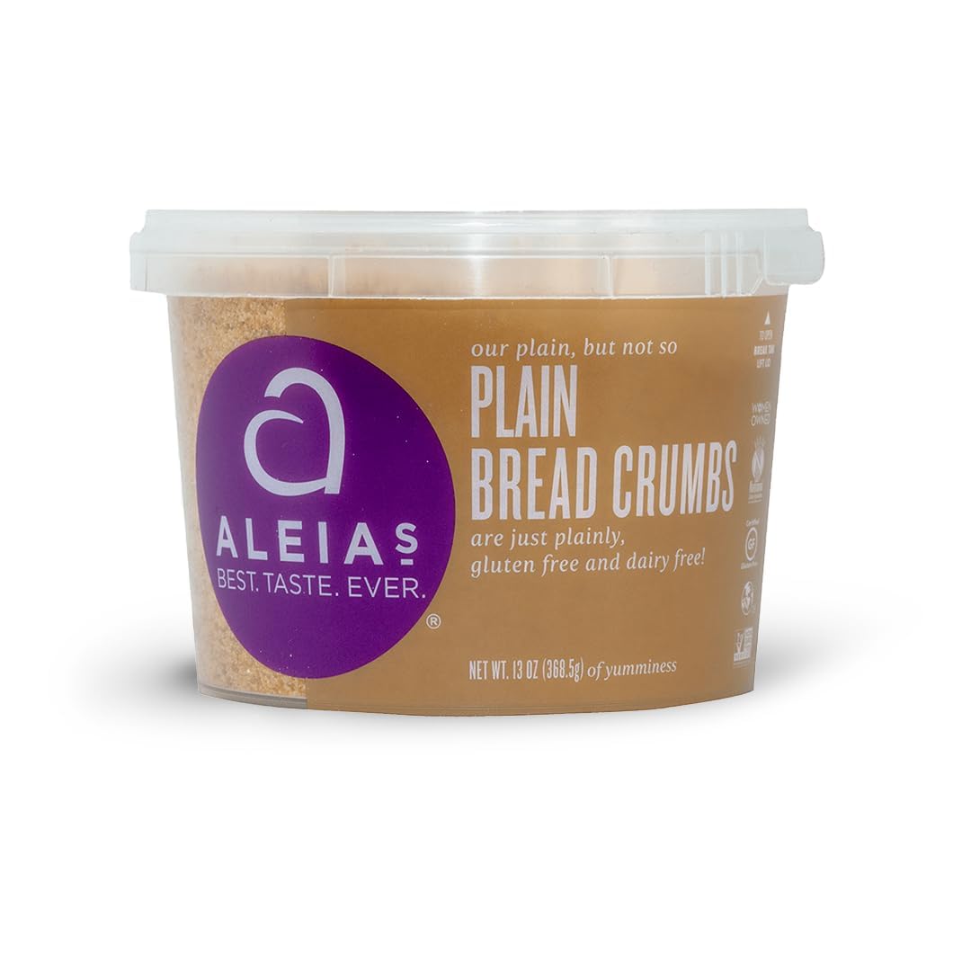 Aleia’s Gluten Free Plain Bread Crumbs - 13oz (1 Pack) - Breading for Chicken, Meatloaf & More - Non-GMO, Dairy Free, Low Sodium, Kosher