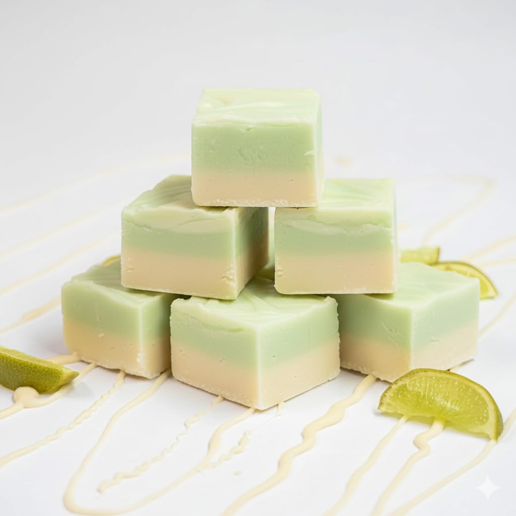 Valley Fudge Key Lime Fresh Artisan Fudge Bar, Real Butter, Gourmet Summer Candy, Half Pound Package