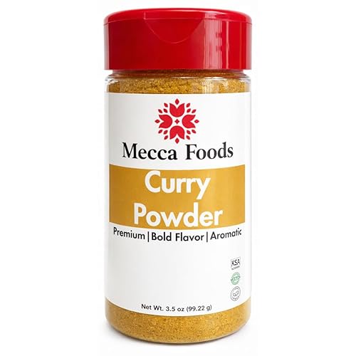 Curry Powder, Authentic Blend of Spices, Warm & Aromatic Flavor, All-Purpose Seasoning for Indian & Caribbean Cooking, 3.5 oz Jar by Mecca Foods