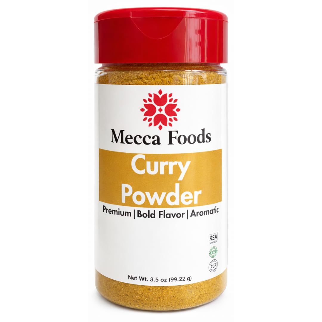Curry Powder, Authentic Blend of Spices, Warm & Aromatic Flavor, All-Purpose Seasoning for Indian & Caribbean Cooking, 3.5 oz Jar by Mecca Foods