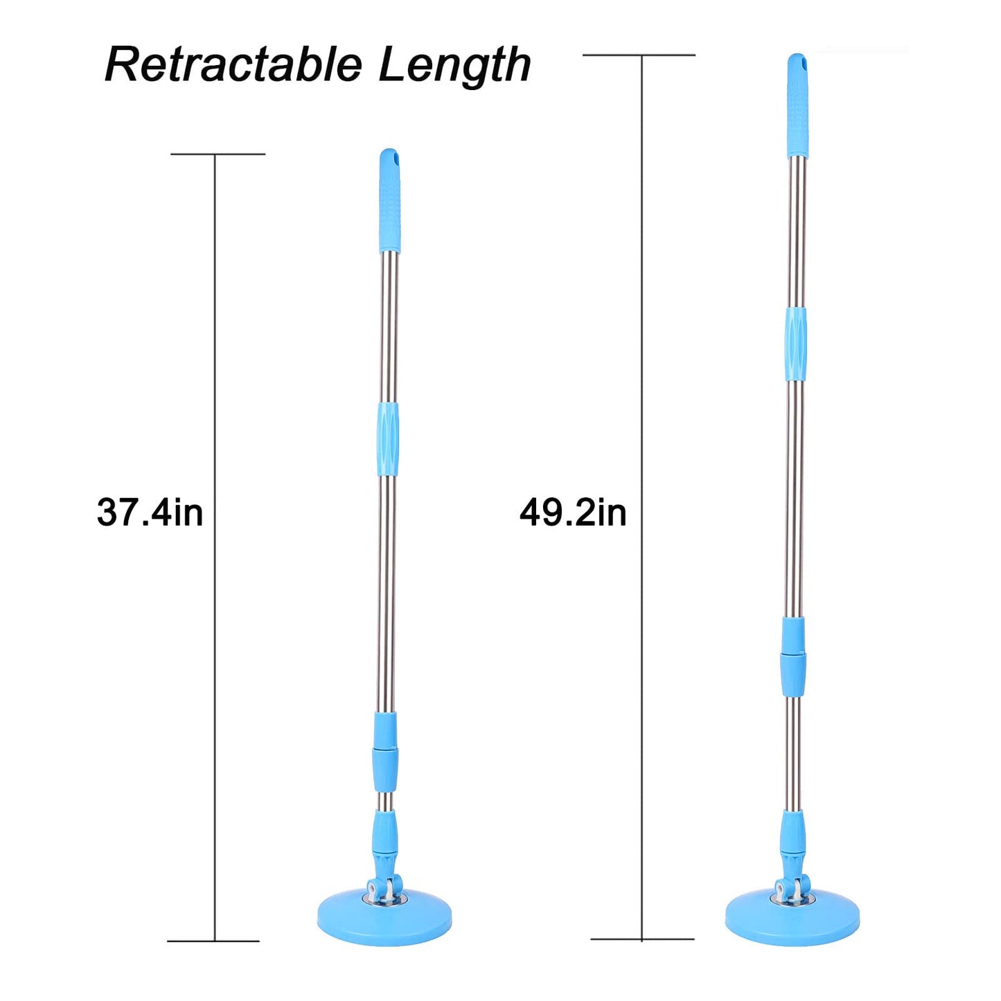 Bonlting Spin Mop Pole Handle Replacement 360 Spinning Cleaning Scraper for Floor Mop Bucket No Foot Pedal Version Blue