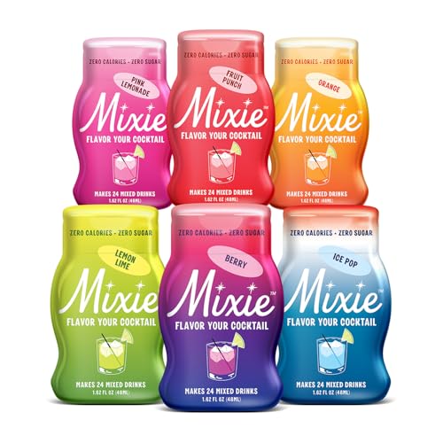Mixie Liquid Water Enhancer, Water Flavoring Drops with Electrolytes & B Vitamins, 6-Pack Party Cocktail Mixer, Sugar Free, No Calorie Drink Mix