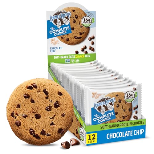 Lenny & Larry's Protein Cookie, [Chocolate Chip], Chewy Soft Baked, 16g Plant Protein, Vegan, Non-GMO, High Fiber, 4 Ounce Cookie (Pack of 12)