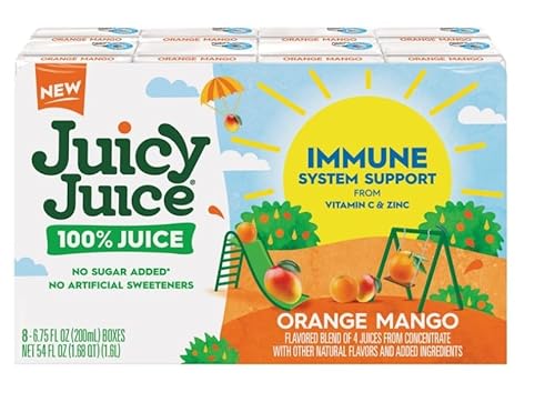 Juicy Juice 100% Juice, Orange Mango, 8 Boxes (Pack of 2).