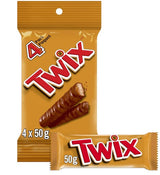Arilon packs ofTWIX, Caramel Cookie Chocolate Candy Bar, Full Size Bar, 50g per bar (4 full size bars)