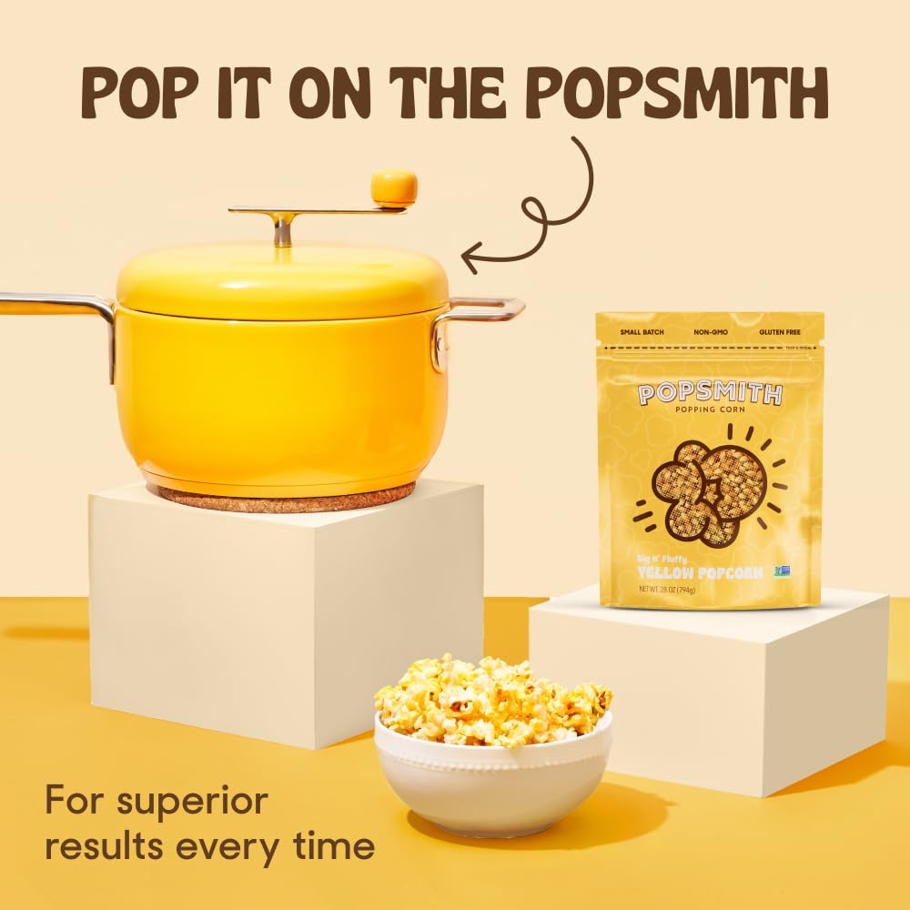 Popsmith - 28oz Pouch Yellow Popcorn Kernels for Popping - Grown in USA, Non-GMO, Vegan, and All-Natural - Unpopped Popcorn Kernels for Stovetop