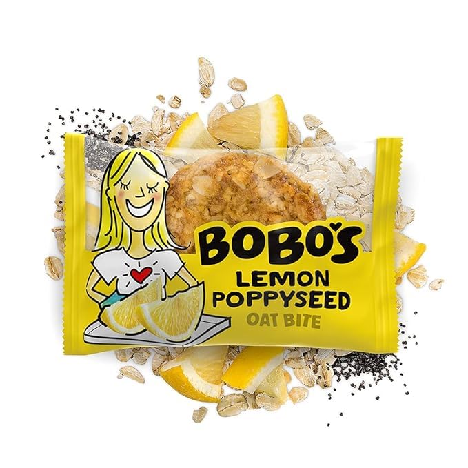 Bobo's Lemon Poppyseed Oat Bites, Simple Ingredients, Whole Grain Oats, Plant Based, Non-GMO, Gluten Free Breakfast Bars, Healthy Snacks for Adults
