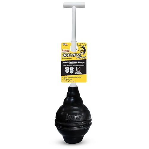 Korky BeehiveMAX Heavy Duty Toilet Plunger - Seals All Bowl Shapes - Powerful Clog Removal