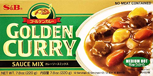 S&B Golden Curry Sauce Mix, Medium Hot, 7.8-Ounce (5 Packs)