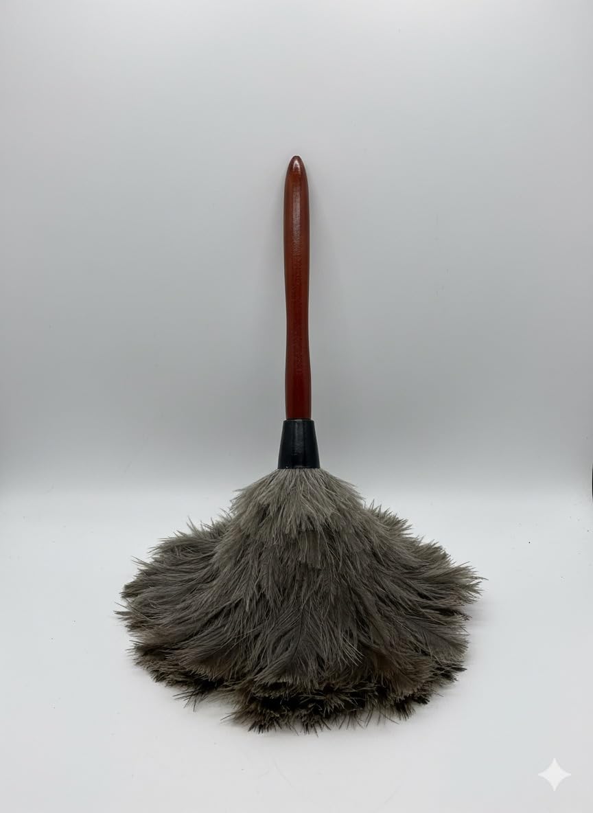 AAYU Feather Duster (36cm) 14.5 inch for Home Cleaning | Soft-Feather Moping and car dusting| Eco-Friendly Genuine Ostrich Dusters with Wooden Handle