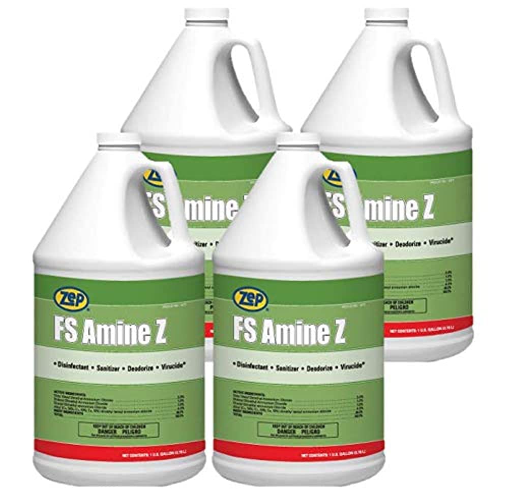 Zep FS Amine Z Quat-based Disinfectant, sanitizer and Virucide 1 Gallon (Case of 4)