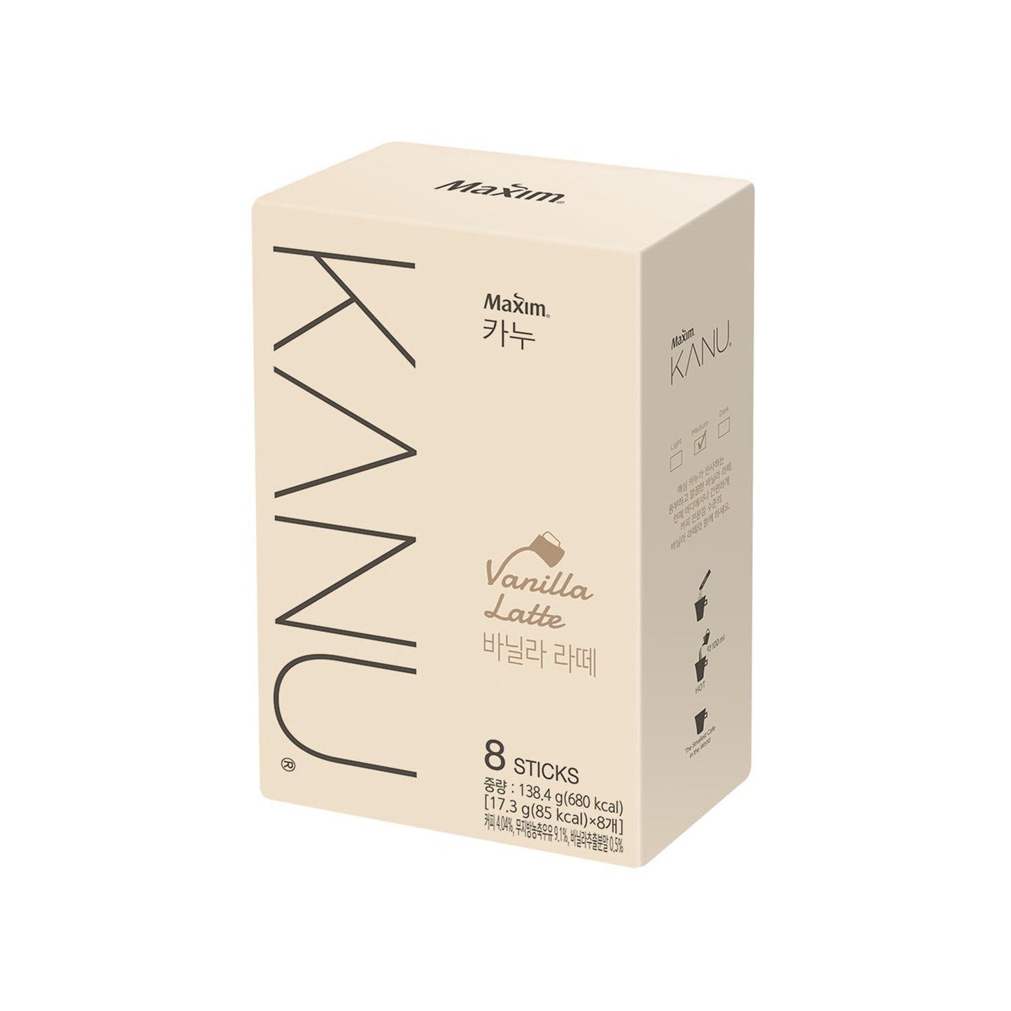 Kanu Vanilla Latte Korean Instant Coffee, Camping Essentials 17.3g x 8 Sticks