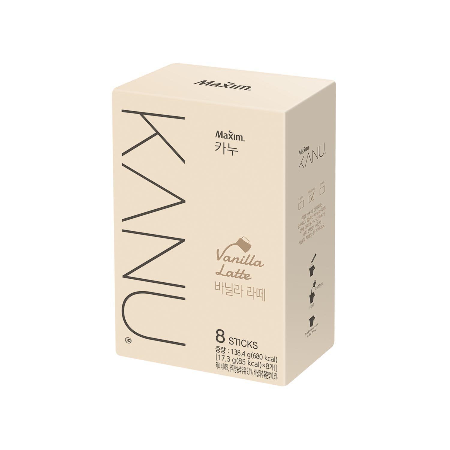 Kanu Vanilla Latte Korean Instant Coffee, Camping Essentials 17.3g x 8 Sticks
