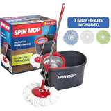 Simpli-Magic 360° Spin Mop and Bucket with Wringer - 10,000 Spin Cycles - 3 High-Absorbent Microfiber Replacement Heads - Mop and Bucket Set for All