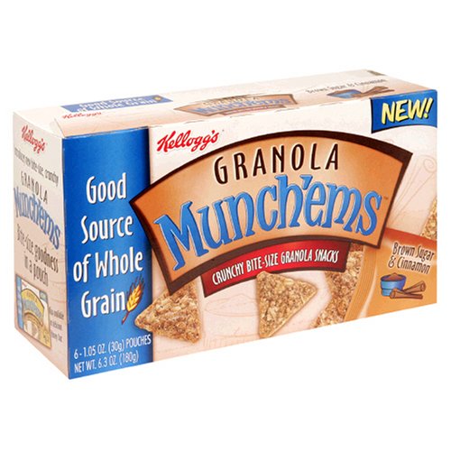 Kellogg's Granola Munch'ems, Brown Sugar & Cinnamon, 6-Count Boxes (Pack of 6)