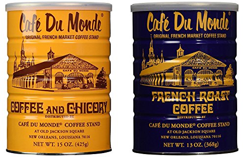 Cafe Du Monde Coffee and Chickory Bundle - New Orleans French Roast Assortment, 15 oz Original and 13 oz, 2 Piece