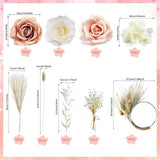 Boho Cake Decorations Flower Cake Toppers Pampas Grass Cake Topper for Wedding Bridal Baby Shower Birthday Party Supplies (Apricot Pink White)