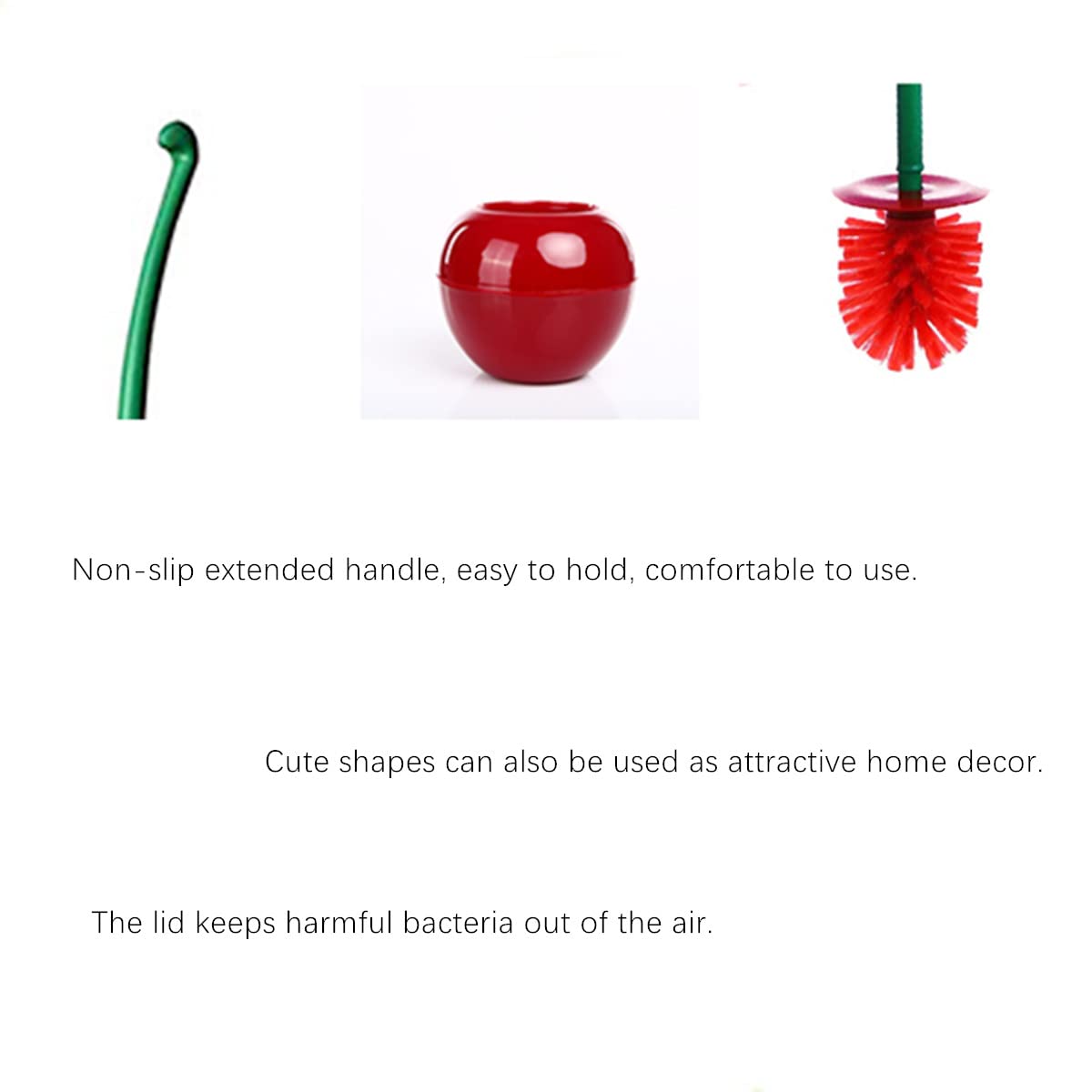 RUITASA Cherry Shape Toilet Brush, Toilet Bowl Brush Hold Combo Set, Toilet Bowl Brush Hold Combo Set, Standing Toilet Brush Set for Bathroom Toilet