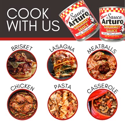 Arturo Gourmet Sauce with Mushrooms - (Pack of 24) (8 oz) - Tomato Sauce Enhancer - Spaghetti Sauce Enhancer - Marinara Sauce Fresh Base - Italian