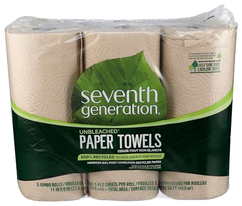 Seventh Generation Paper Towels, Unbleached, Regular Roll - 6 Count (Pack of 1)
