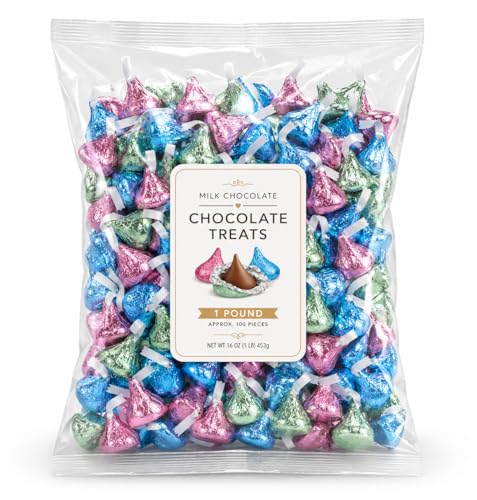 Easter Milk Chocolate Candy Pieces Pastel Foil Wrapped Bulk Bag - 1 lb (Approx. 100 pieces)