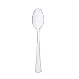 Party Essentials Extra Heavy Duty Full Size Plastic Cutlery, Disposable Utensils, Silverware, Party Supplies, Clear, Spoons, 24 Count
