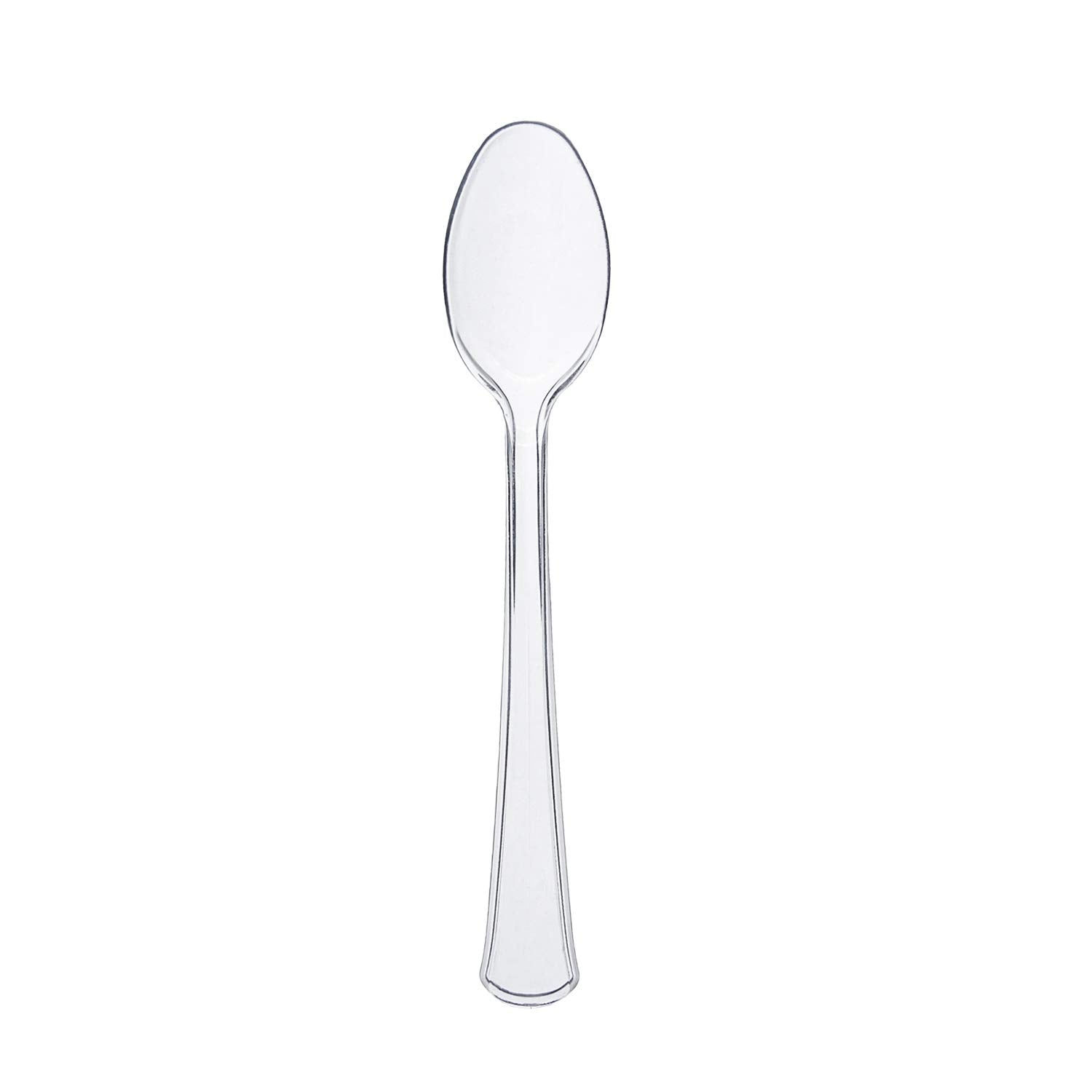 Party Essentials Extra Heavy Duty Full Size Plastic Cutlery, Disposable Utensils, Silverware, Party Supplies, Clear, Spoons, 24 Count