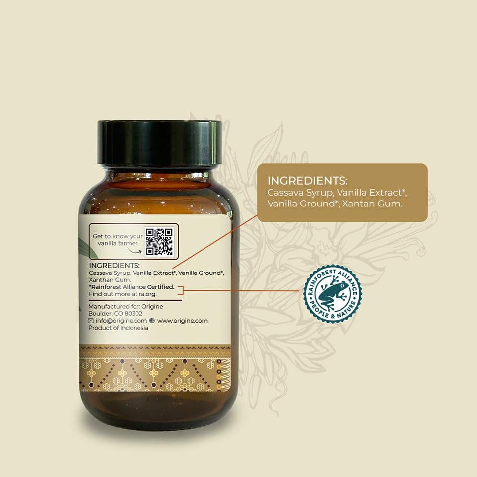 ORIGINE Pure Indonesian Vanilla Bean Paste (4 fl oz) | Non-GMO, Kosher, Rainforest Alliance Certified