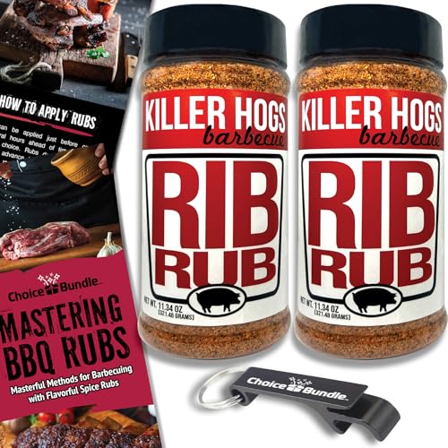 Killer Hogs Rib Rub Premium BBQ Barbecue Spice Seasoning 2 pk (22.68 oz) + Guide & Bottle Opener (4 Items)!