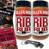 Killer Hogs Rib Rub Premium BBQ Barbecue Spice Seasoning 2 pk (22.68 oz) + Guide & Bottle Opener (4 Items)!