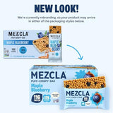 Mezcla Puff-Crispy Plant Based Protein Bars - Maple Blueberry - Healthy Snacks for Adults & Kids - Granola Bars for School, Travel, Office Snacks