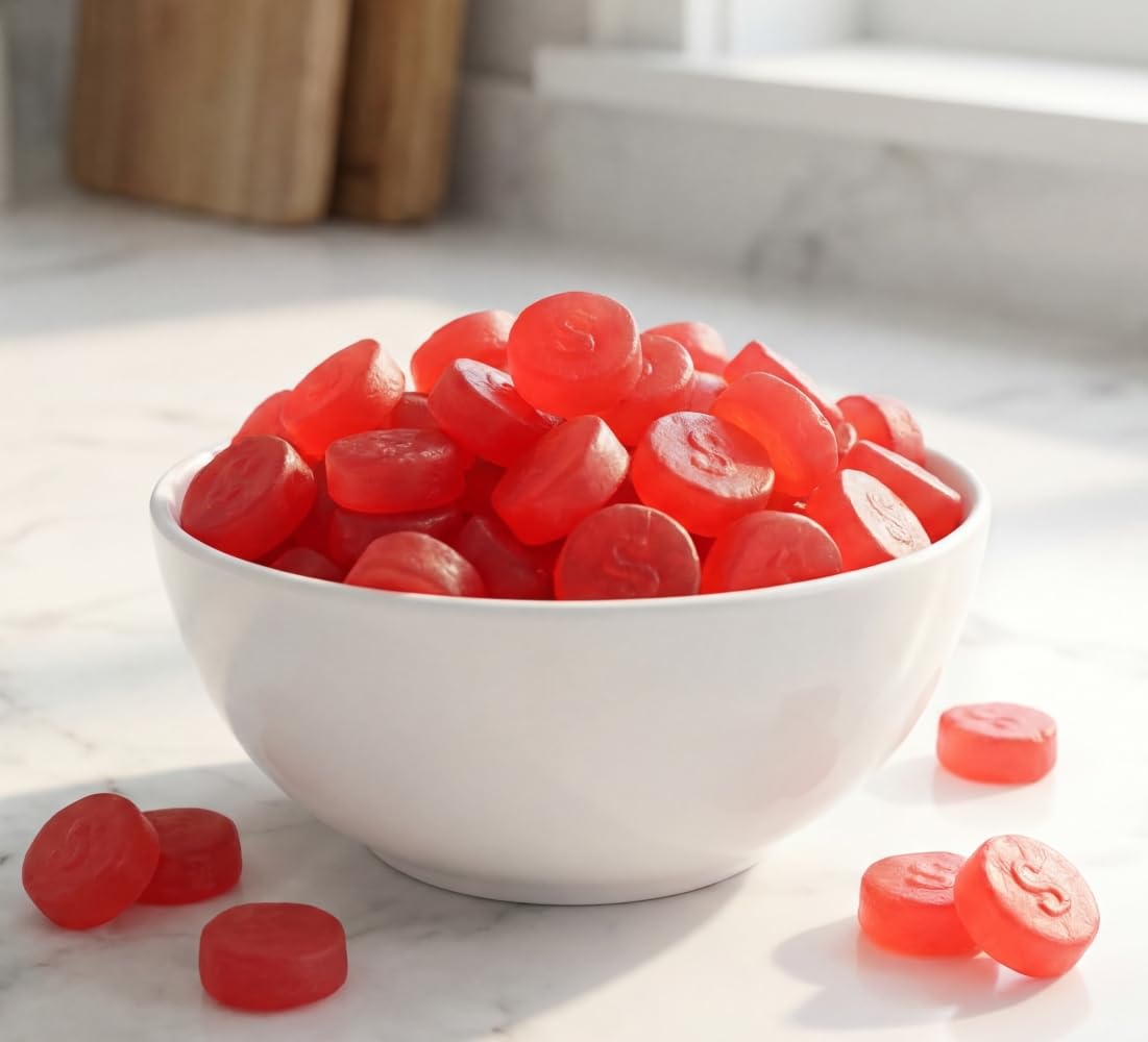 Cherry JuJu Gummy Coins - 2 lb Bulk Bag - Soft & Chewy Dollar?Stamped Candy - Classic Cherry JuJu Flavor - Perfect for Parties, Candy Buffets