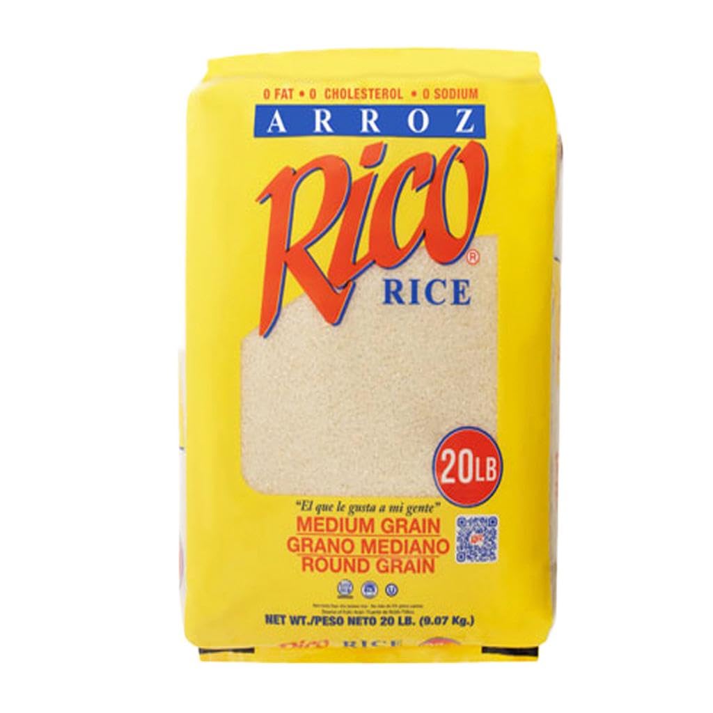 QUALITATT 10 - Arroz Rico Variety Heavy Duty Plastic Bags (1 Pack of 20 lbs each, of Medium Grain Rice)