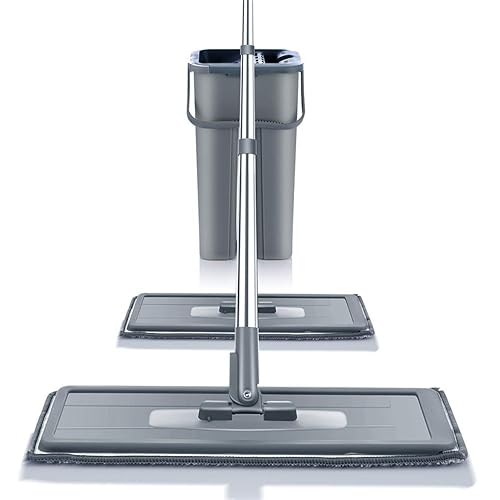 mop Floor Flat Mop Bucket Set Hand Free Squeeze Wet Dry Mop Cleaning 360 Flexible Mop for Hardwood Laminate Tiles Unisex (Size : 4 Pads) (6 Pads)
