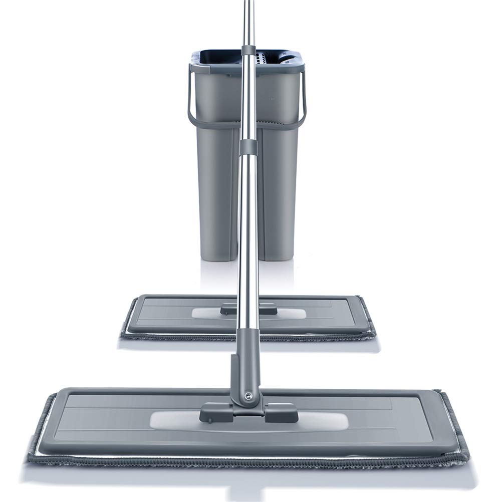 mop Floor Flat Mop Bucket Set Hand Free Squeeze Wet Dry Mop Cleaning 360 Flexible Mop for Hardwood Laminate Tiles Unisex (Size : 4 Pads) (6 Pads)