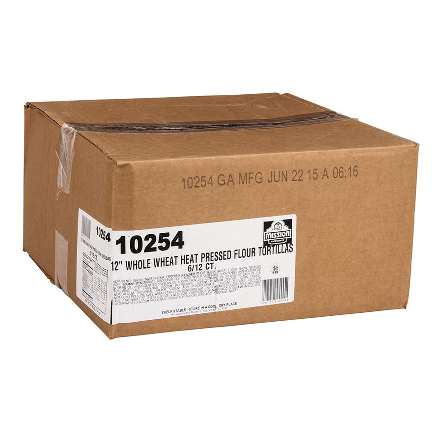 Mission Foods Golden Wheat Wrap, 12 inch - 12 per pack - 6 packs per case.