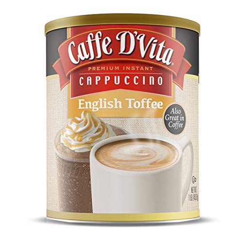 Caffe Da'Vita English Toffee Cappuccino Mix - Instant Cappuccino Mix, Gluten Free, No Cholesterol, No Hydrogenated Oils, No Trans Fat, 99% Caffeine