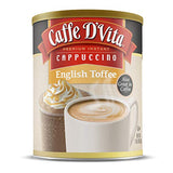 Caffe Da'Vita English Toffee Cappuccino Mix - Instant Cappuccino Mix, Gluten Free, No Cholesterol, No Hydrogenated Oils, No Trans Fat, 99% Caffeine