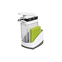 Casabella Sink Sider Solo Soap Pump and Sponge Caddy for Kitchen Sinks, Kitchen Sink Organizer Sponge Caddy and Soap Pump Combo, White