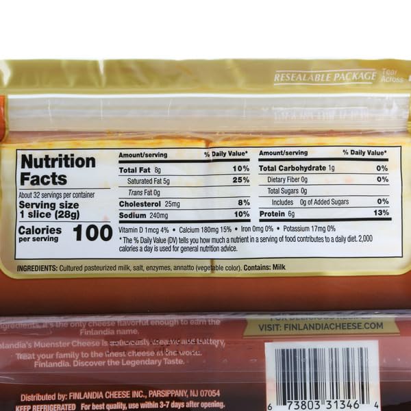 Finlandia Muenster Cheese Deli Slices, 2 lbs